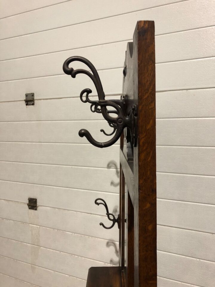 000785....Handsome Antique Oak Hall Stand / Coat Rack ( sold )