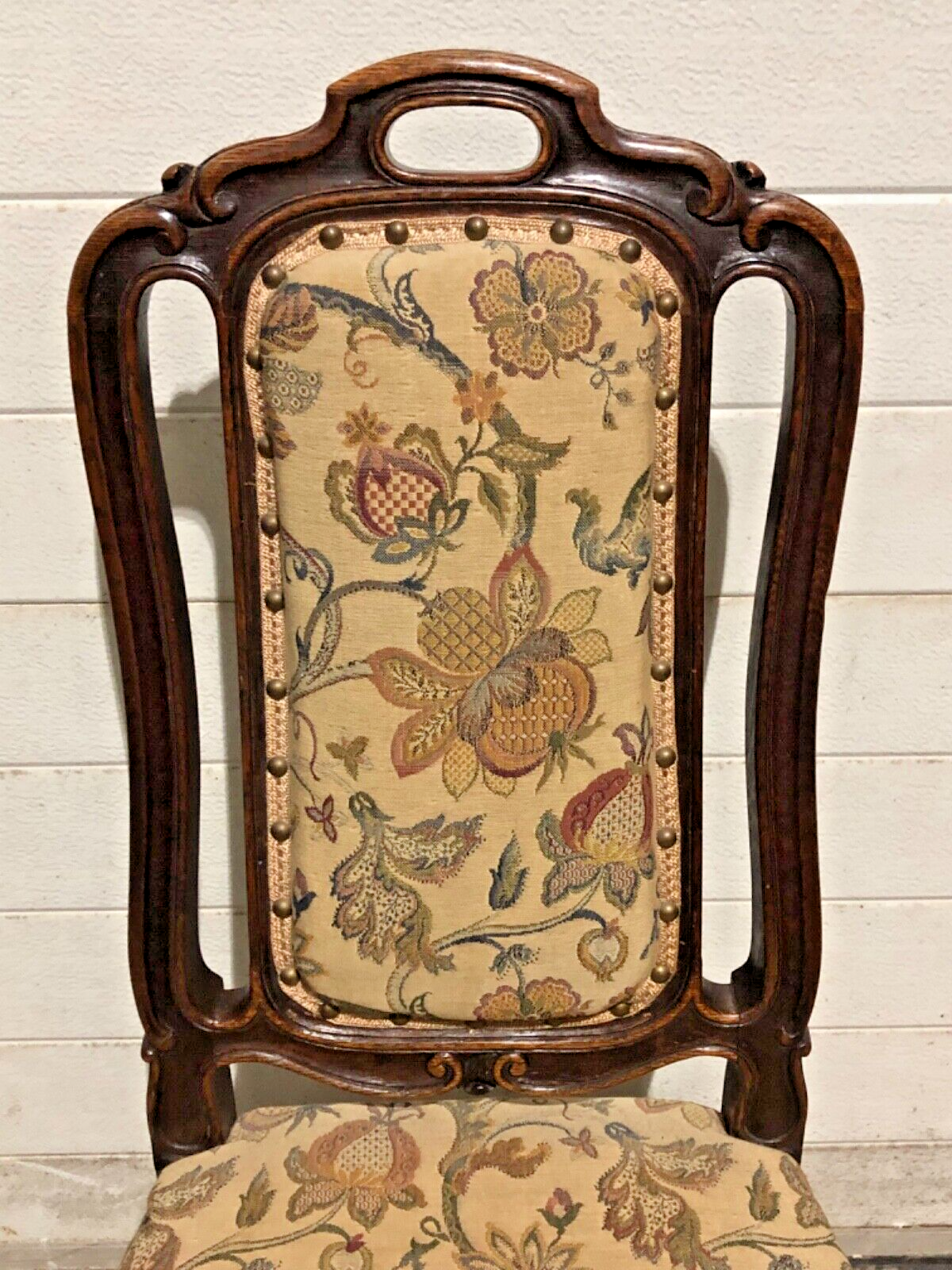 000790....Handsome Set Of Four Antique Carved Oak Dining Chairs