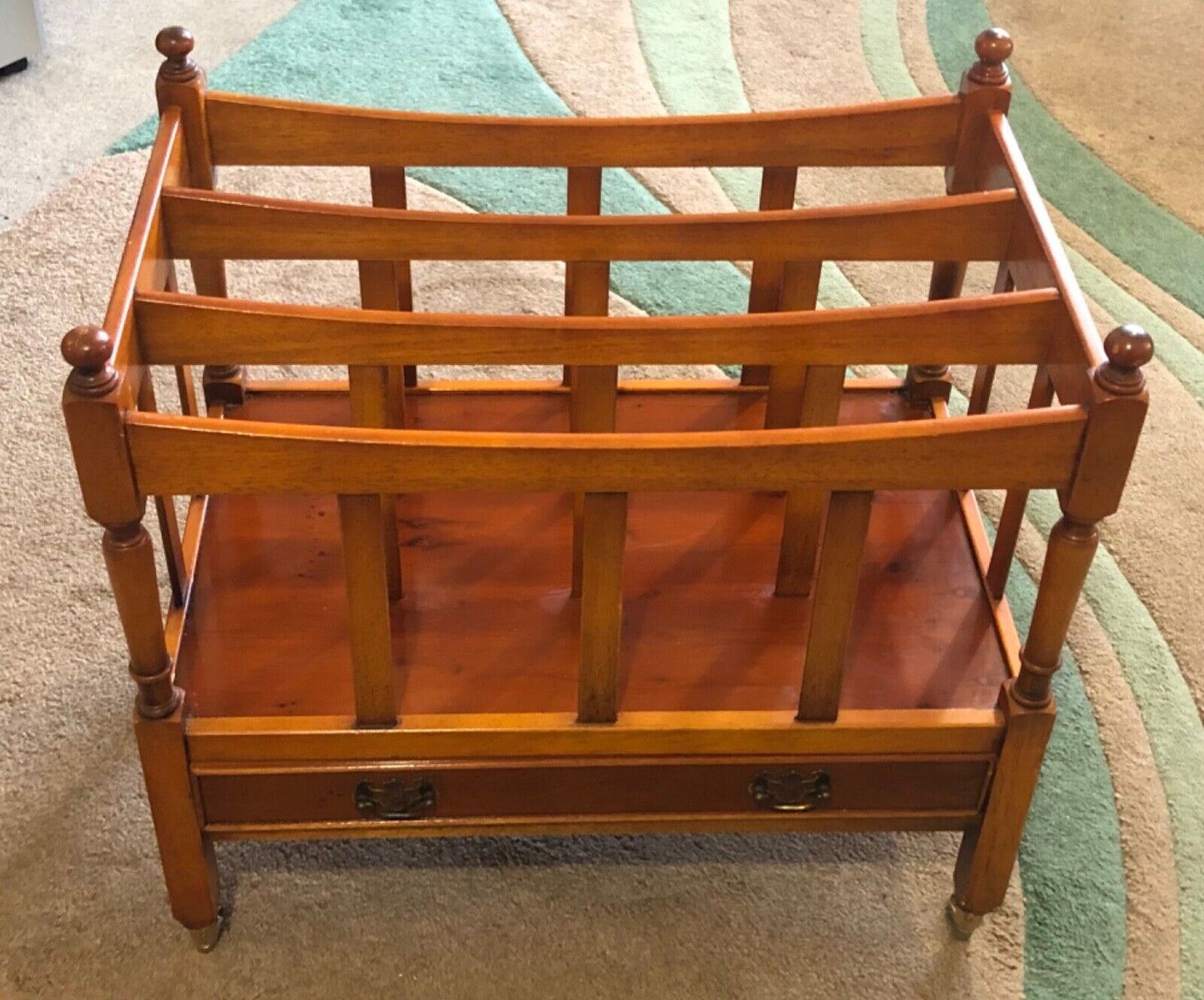 000783....Handsome Vintage Yew Canterbury / Magazine Rack ( sold )