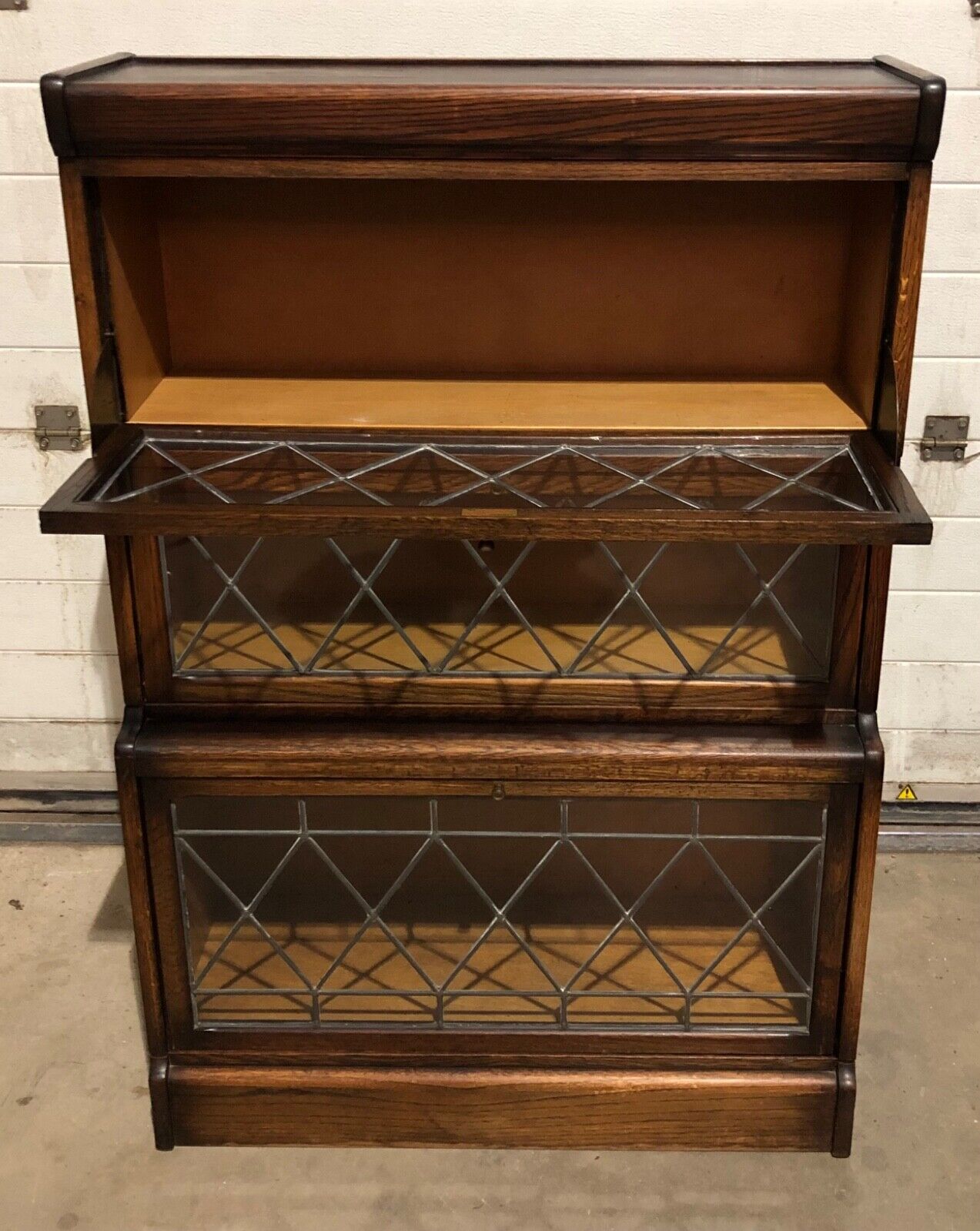 000777....Handsome Vintage Barristers Style Bookcase / Stacking Glazed Bookshelves