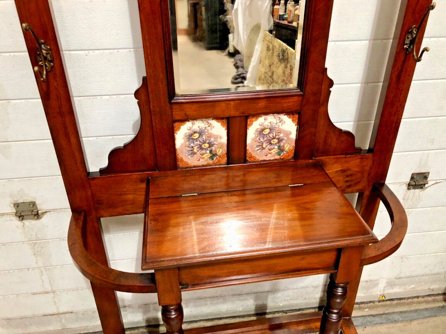 000838....Handsome Edwardian Walnut Hall Stand / Coat And Stick Stand ( sold )