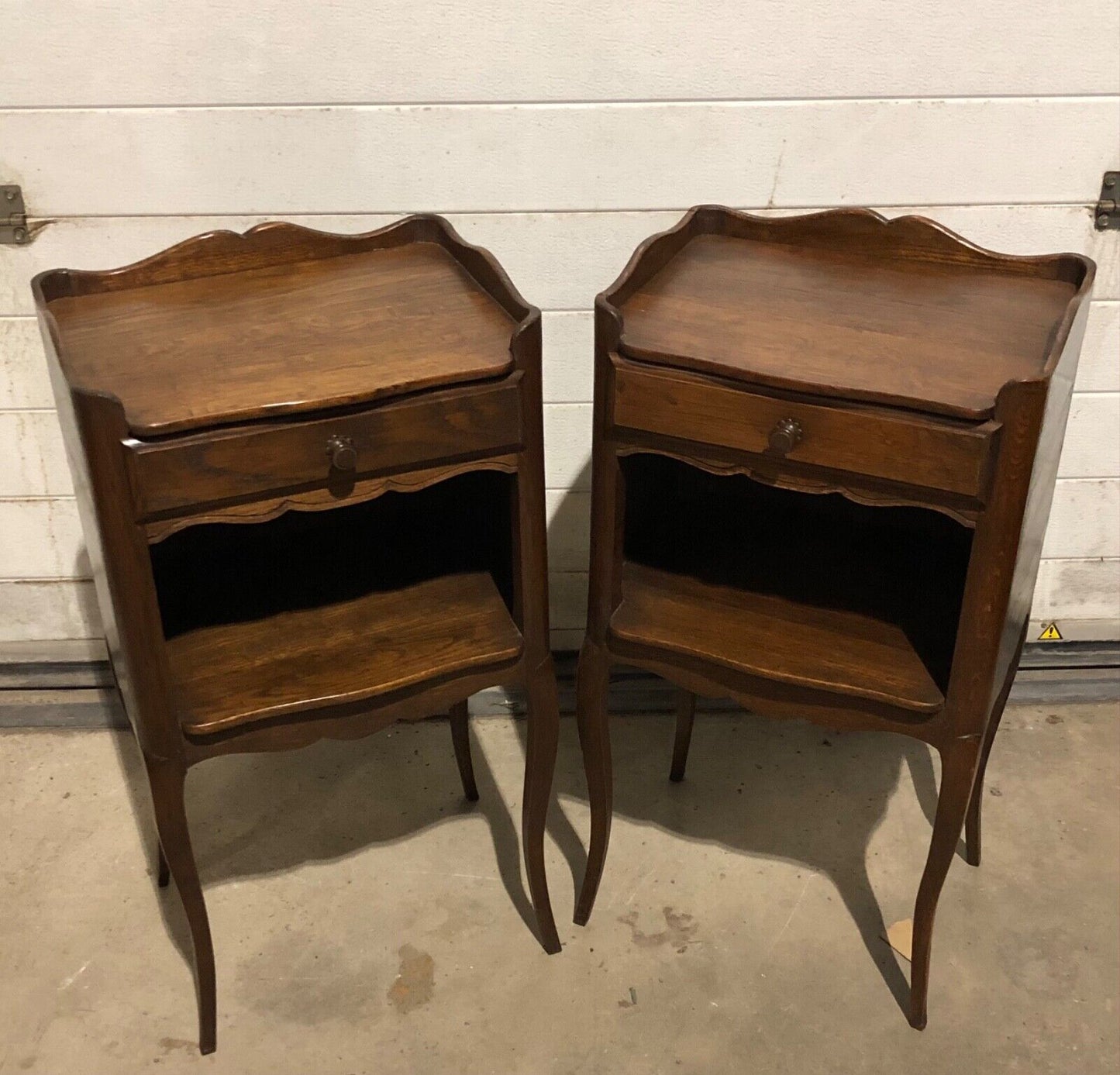 000766....Handsome Pair Of Antique French Oak Bedside Tables / Nightstands( sold )