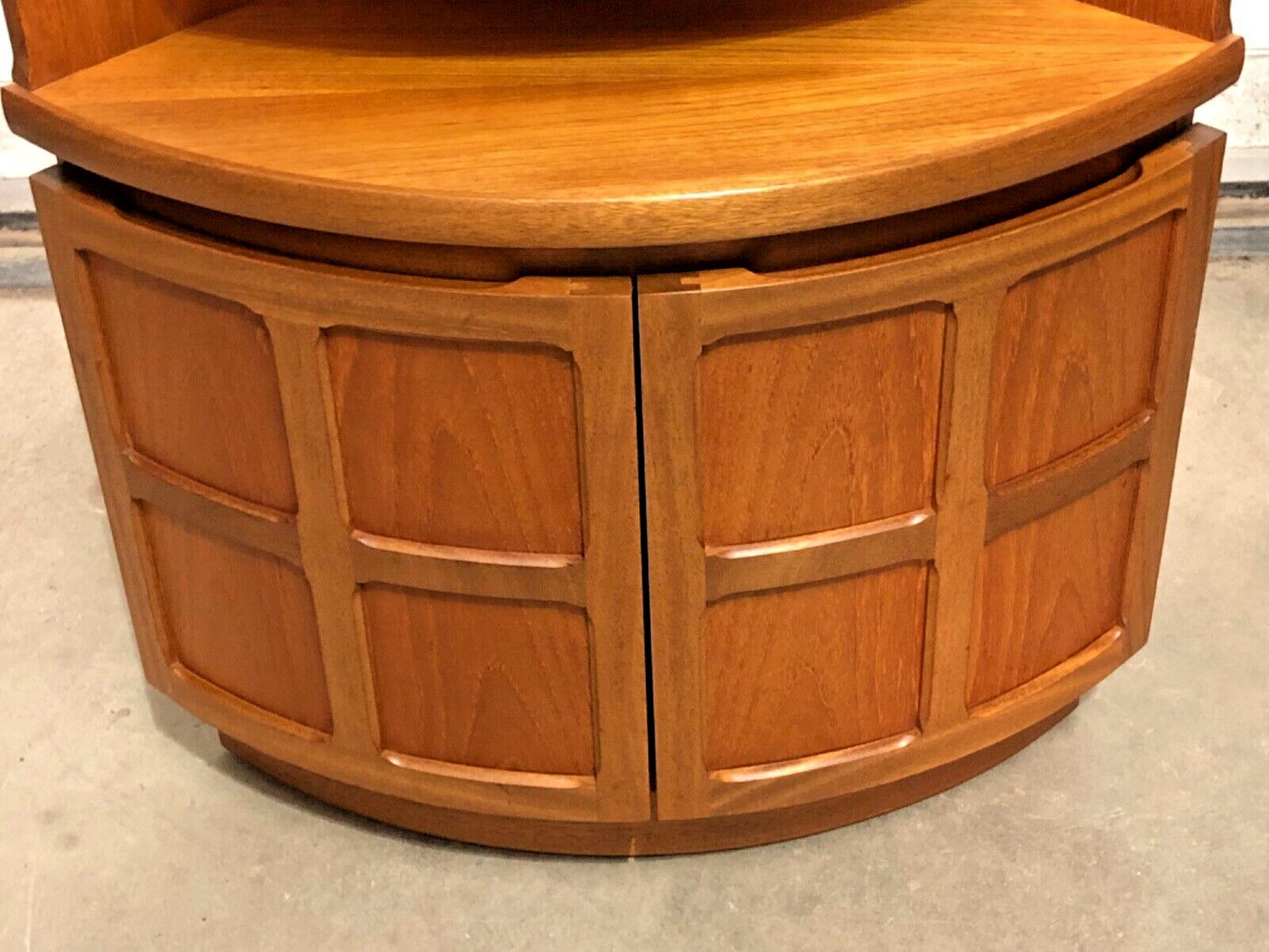 000849....Handsome Pair Of Retro Nathan Corner Cupboards / Teak Cupboards ( sold )