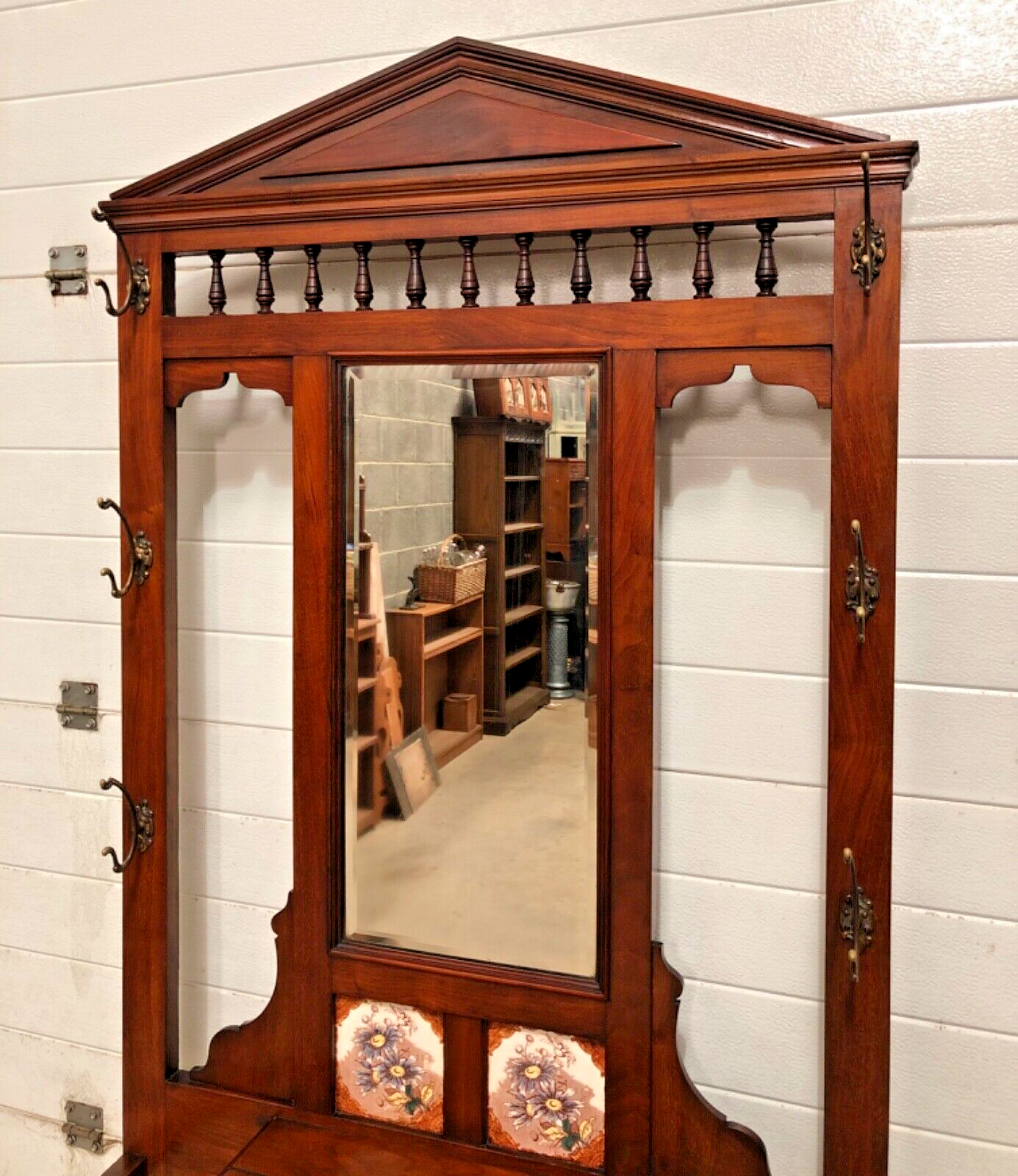 000838....Handsome Edwardian Walnut Hall Stand / Coat And Stick Stand ( sold )