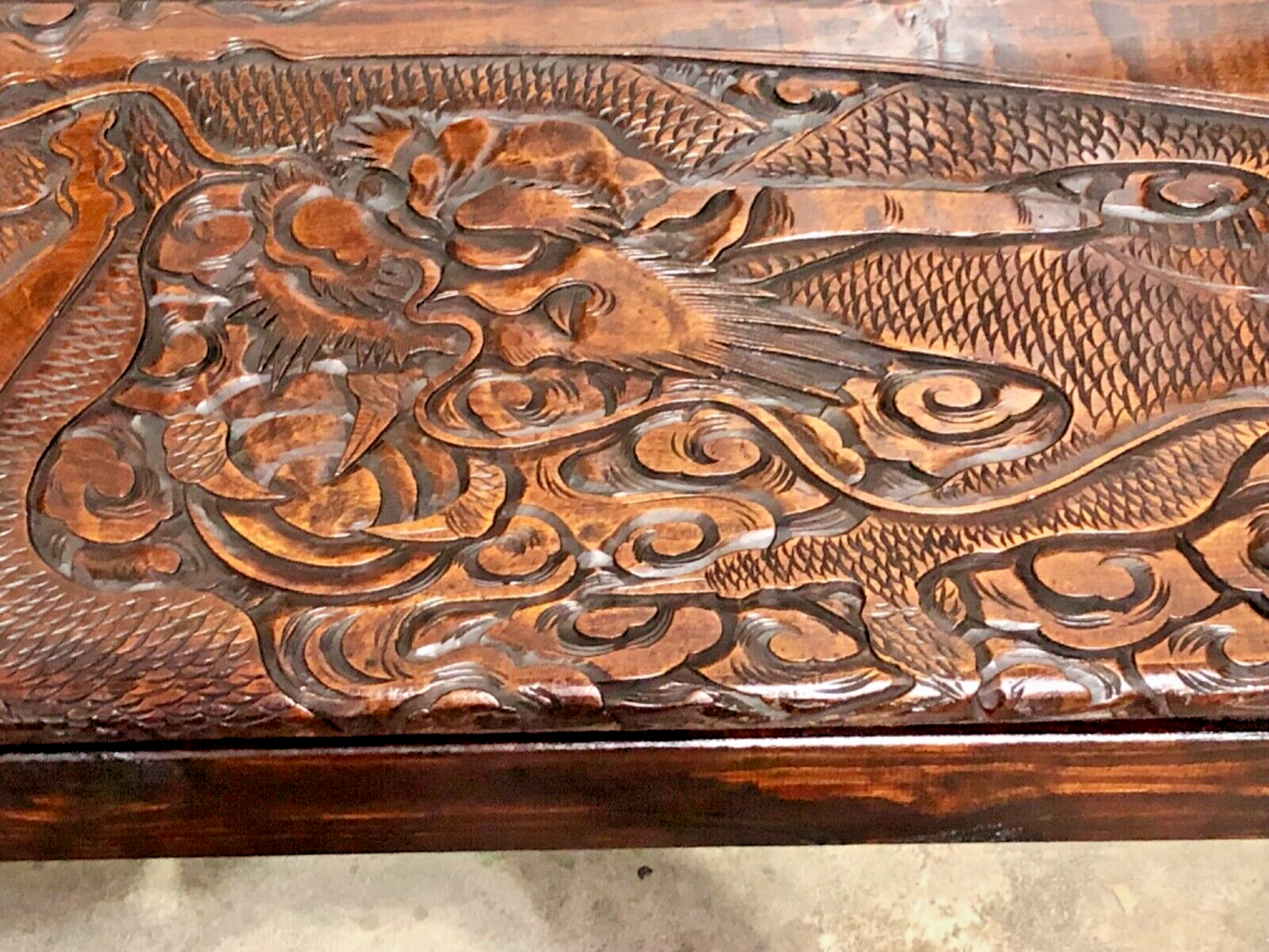 000760....Stunning Carved Oriental Bench / Hall Seat ( sold )