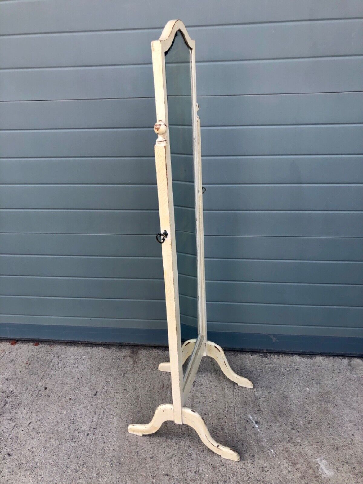 000799....Handsome Vintage Painted Cheval Mirror ( sold )