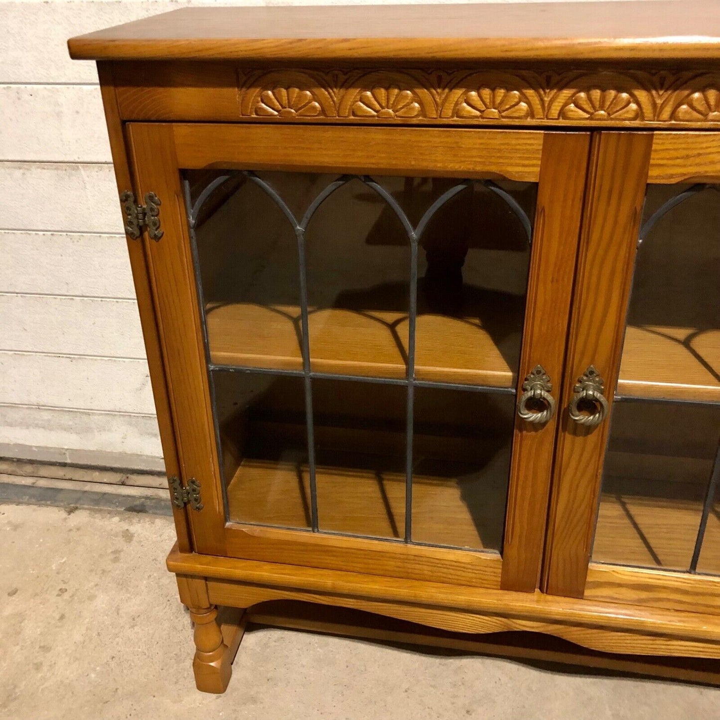 000779....Handsome Vintage Oak Bookcase / Display Cabinet ( sold )