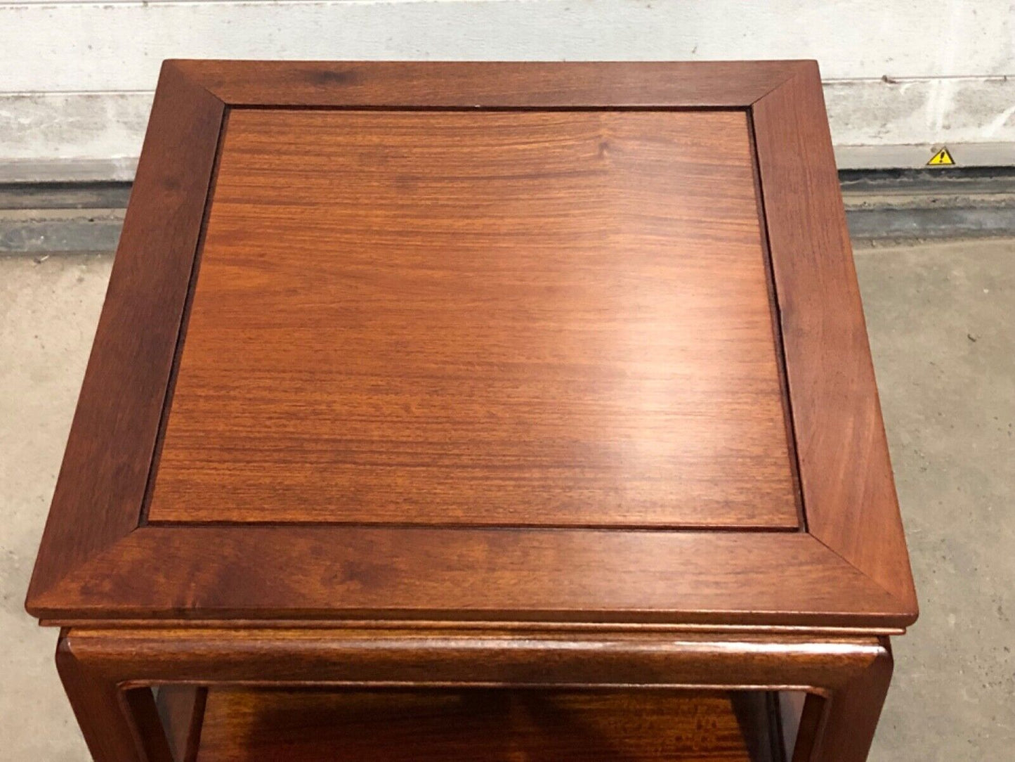 000736....Handsome Pair Of Chinese Hardwood Bedside Tables / Lamp Tables ( sold )