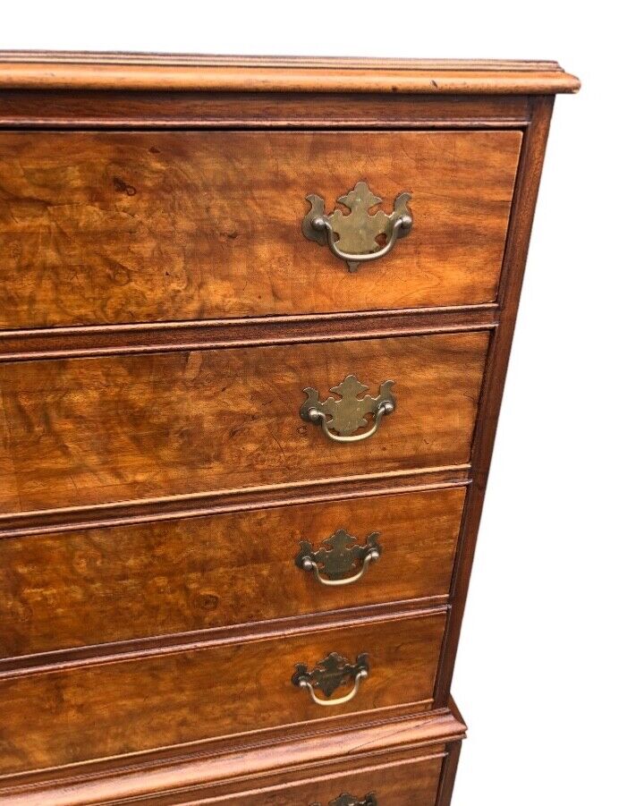 000819....Handsome Vintage Figured Walnut Tallboy Chest On Chest ( sold )