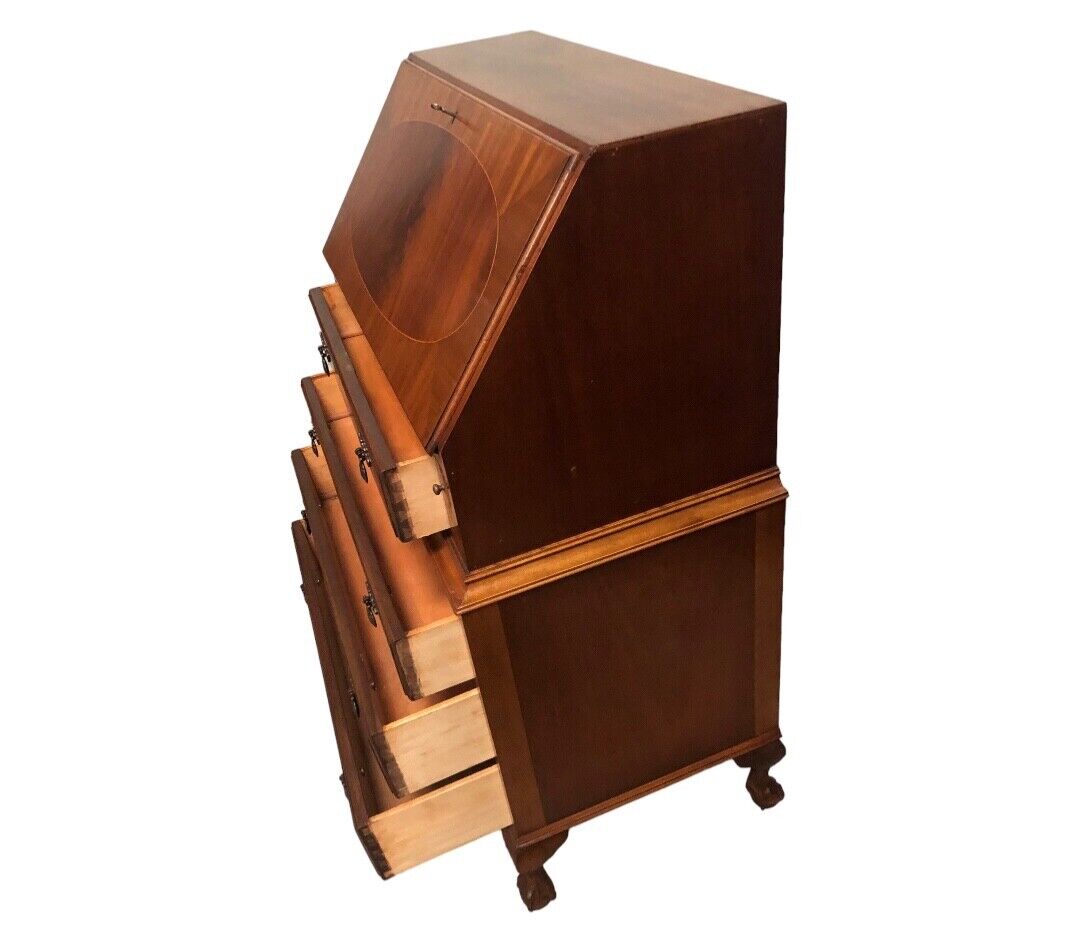 000818....Handsome Vintage Flame Mahogany Bureau / Writing Desk