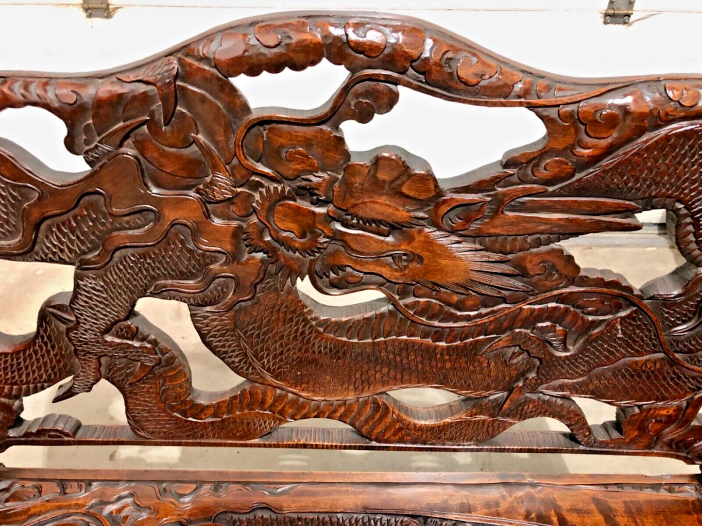 000760....Stunning Carved Oriental Bench / Hall Seat ( sold )