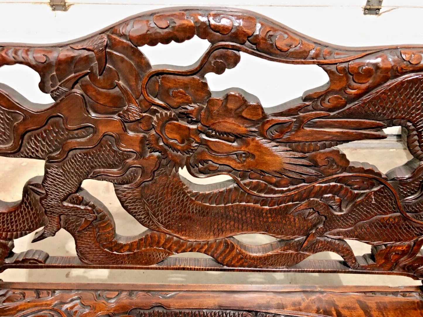 000760....Stunning Carved Oriental Bench / Hall Seat