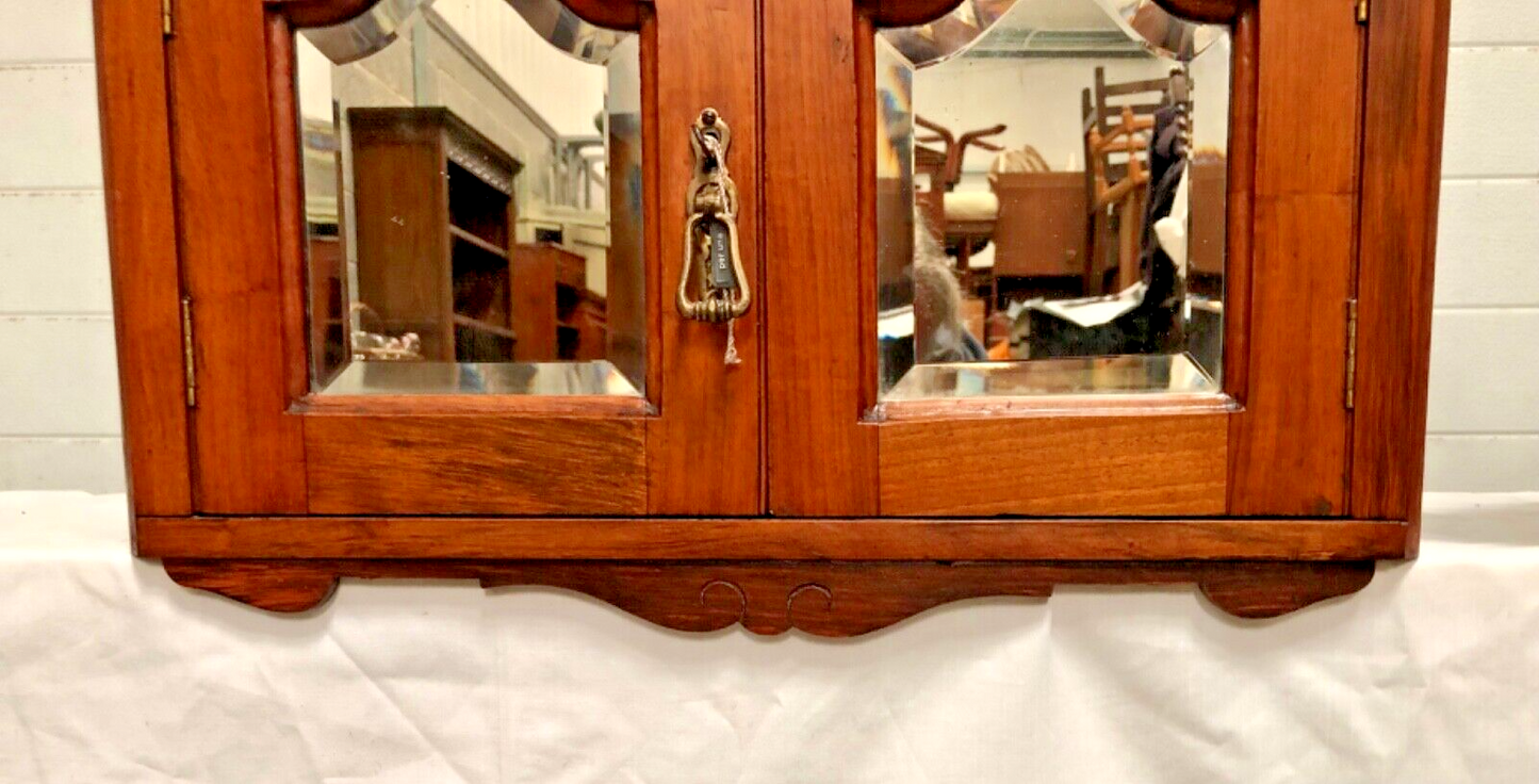 000839....Handsome Pair Of Walnut Wall Cabinets / Antique Corner Cabinets