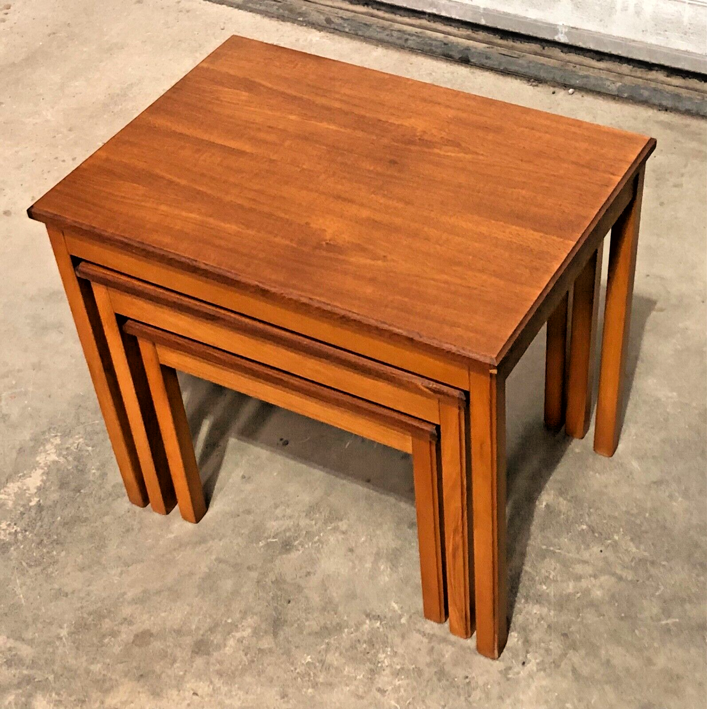 000861....Retro Teak Nest Of Tables / Danish Style Tables ( sold )