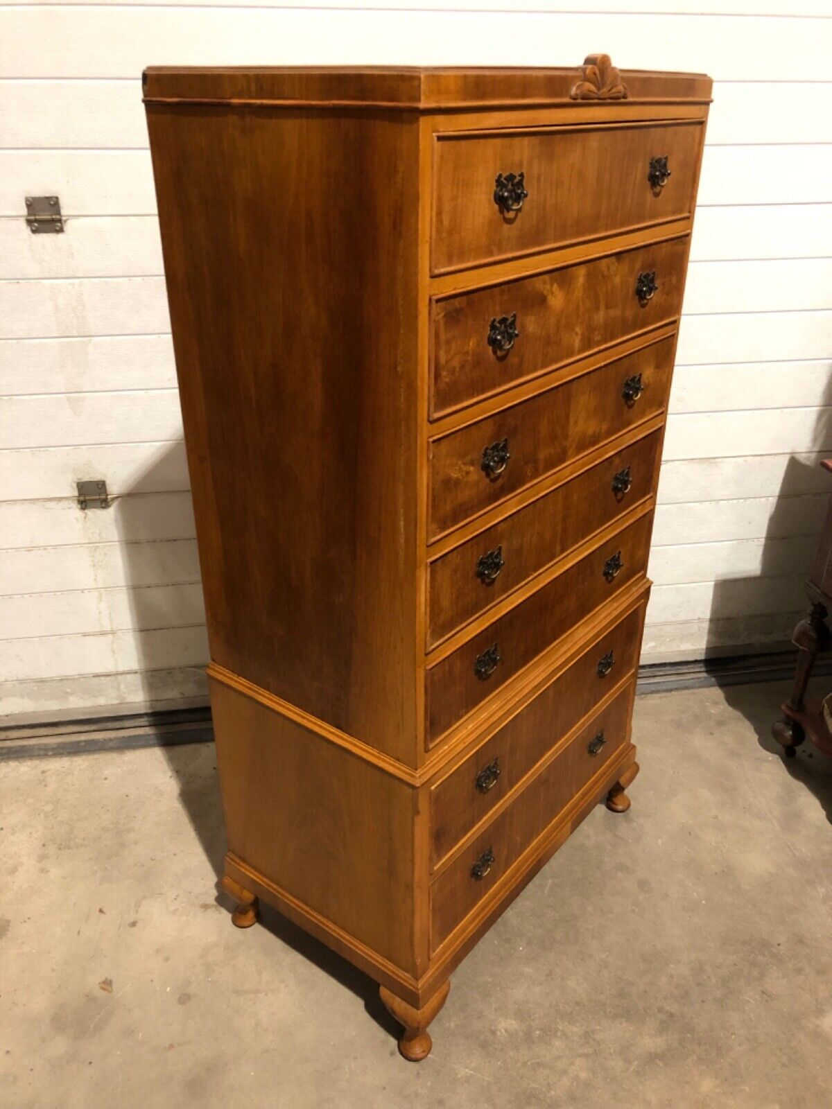 000776....Handsome Vintage Walnut Tallboy / Seven Drawer Tall Chest ( sold )
