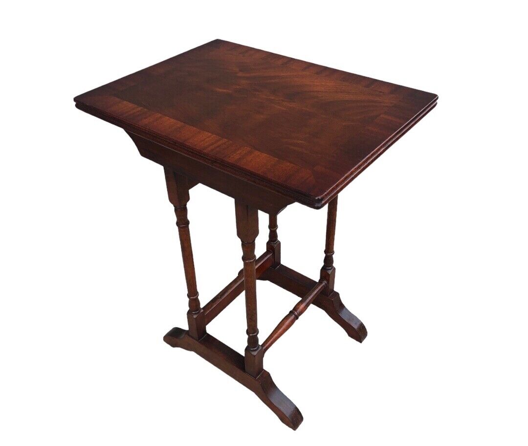 000815....Handsome Pair Of Vintage Mahogany Occasional Tables / Wine Tables ( sold )