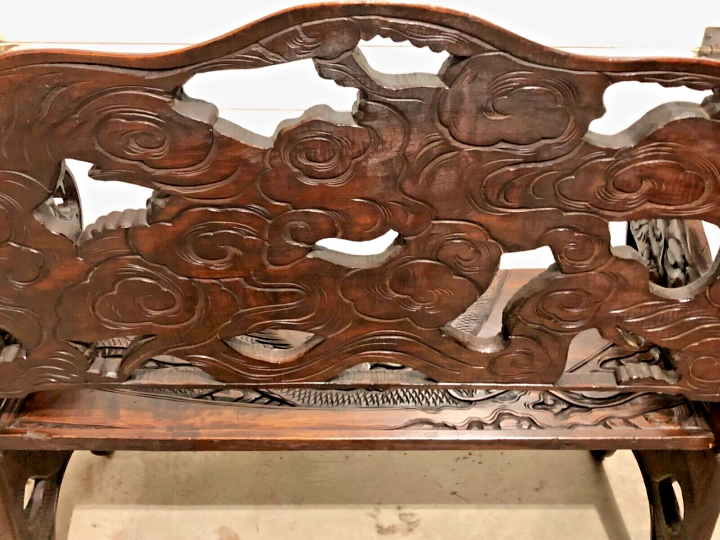 000760....Stunning Carved Oriental Bench / Hall Seat ( sold )