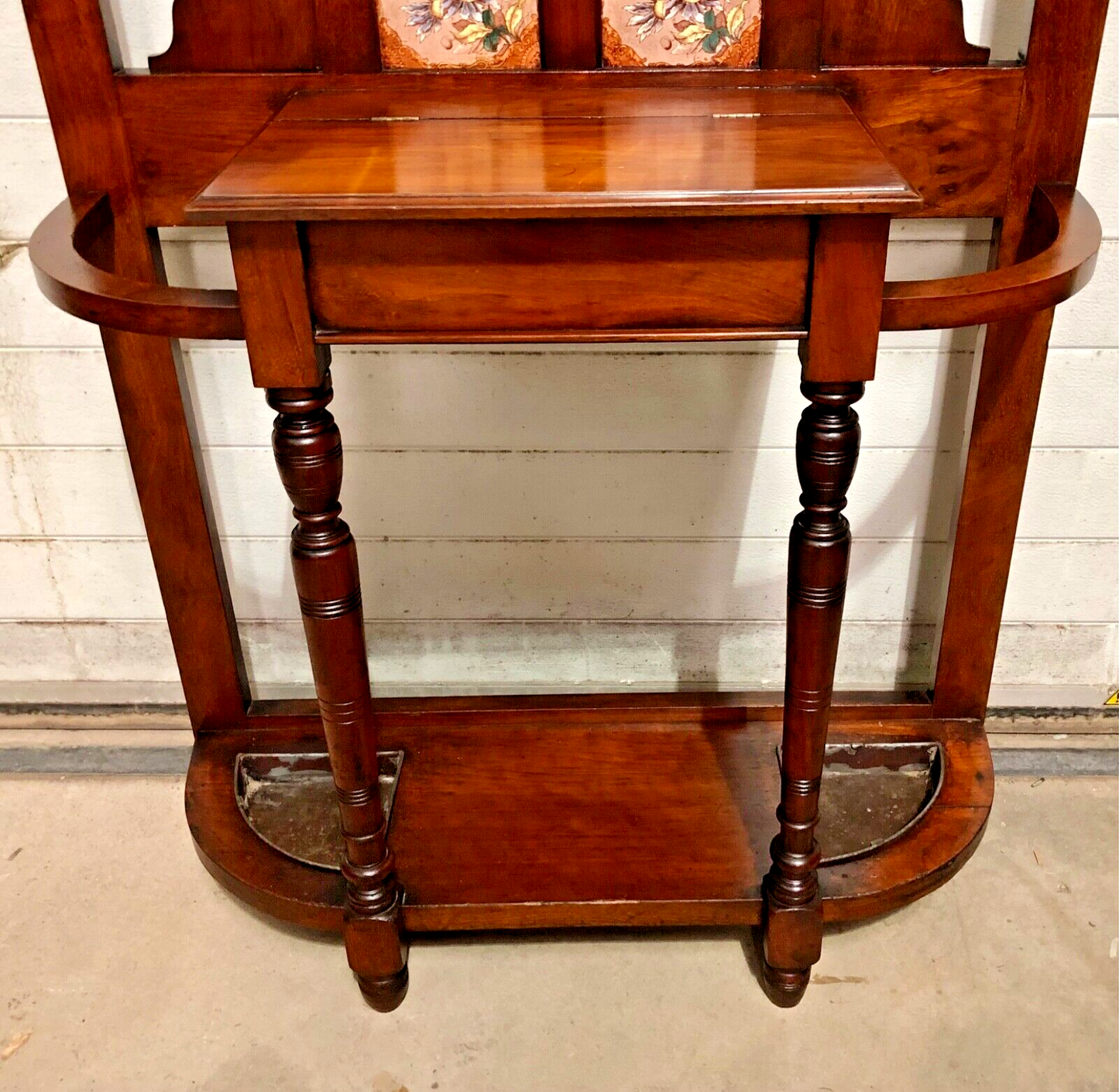 000838....Handsome Edwardian Walnut Hall Stand / Coat And Stick Stand ( sold )