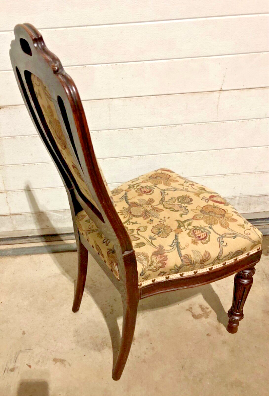 000790....Handsome Set Of Four Antique Carved Oak Dining Chairs