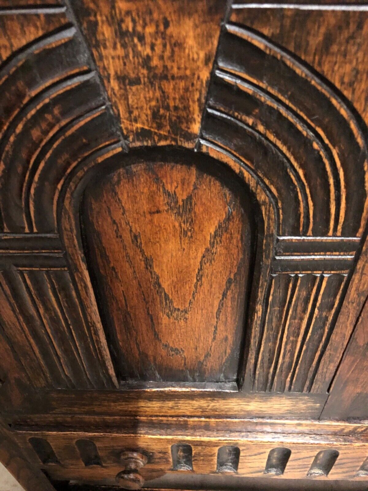 000791....Handsome Vintage Carved Oak Cabinet