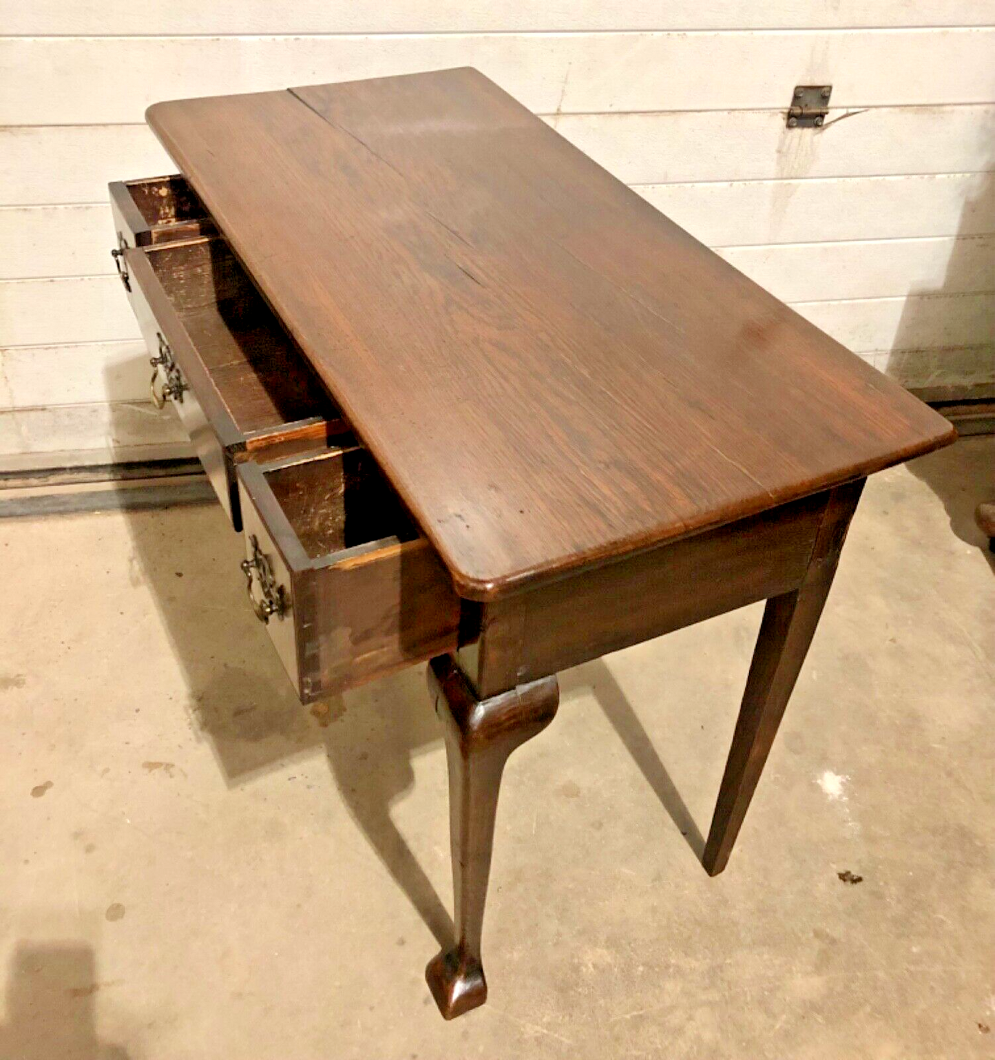 000801....Handsome Antique Oak Lowboy / Writing Table