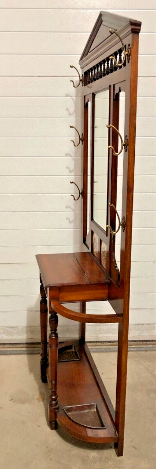 000838....Handsome Edwardian Walnut Hall Stand / Coat And Stick Stand ( sold )