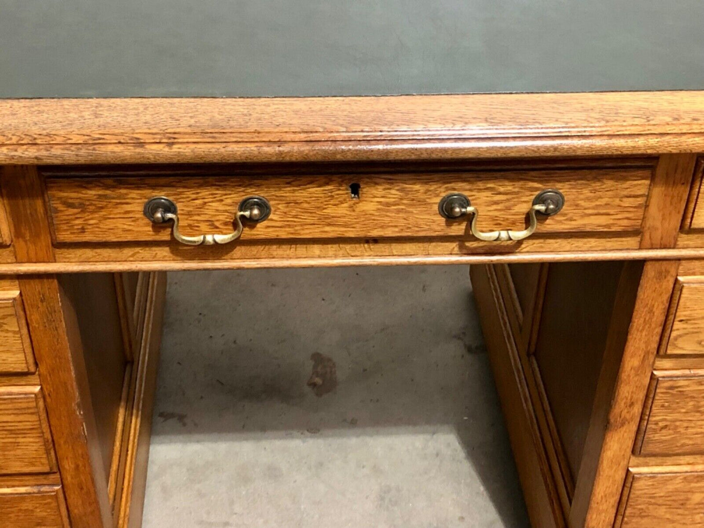 000752....Handsome Vintage Large Oak Pedestal Desk ( sold )
