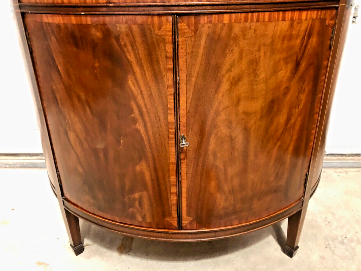 000807....Handsome Vintage Mahogany Demi Lune Side / Drinks Cabinet ( sold )