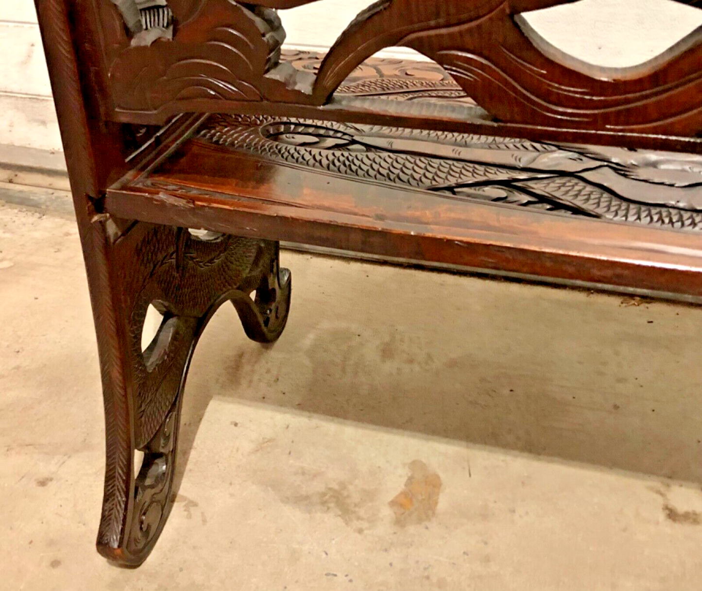 000760....Stunning Carved Oriental Bench / Hall Seat ( sold )