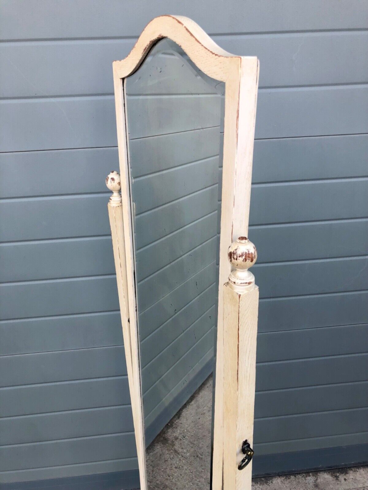 000799....Handsome Vintage Painted Cheval Mirror ( sold )