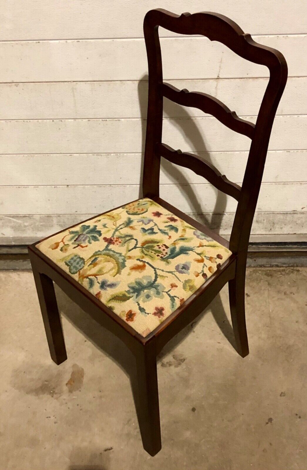000744....Handsome Set Of Four Vintage Chairs With Tapestry Seats