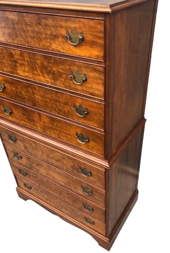 000819....Handsome Vintage Figured Walnut Tallboy Chest On Chest ( sold )