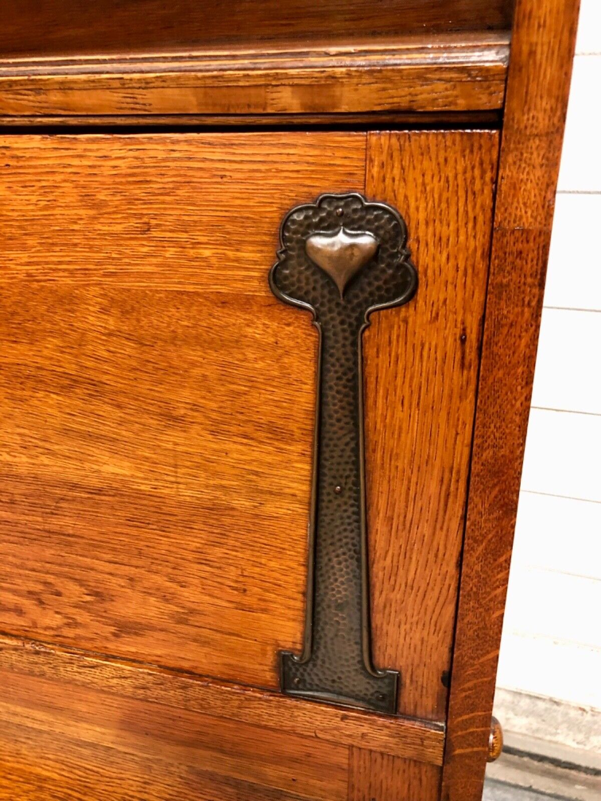 000817....Handsome Arts And Crafts Oak Bureau Bookcase ( sold )