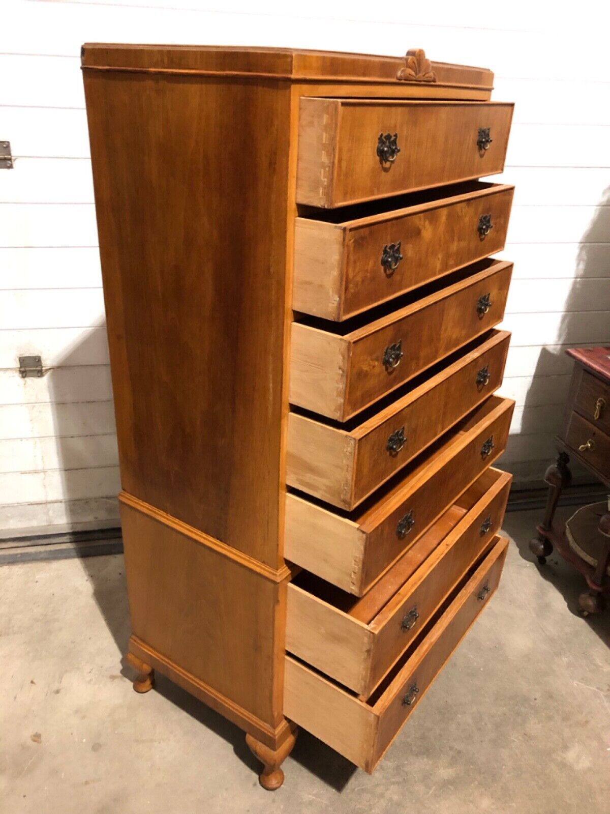 000776....Handsome Vintage Walnut Tallboy / Seven Drawer Tall Chest ( sold )