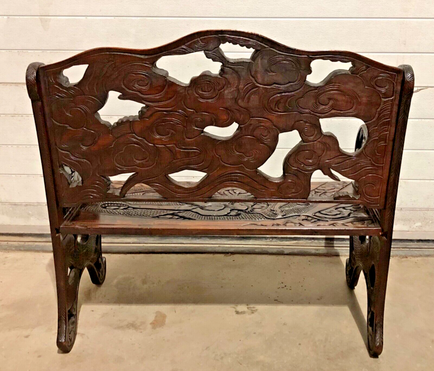 000760....Stunning Carved Oriental Bench / Hall Seat ( sold )