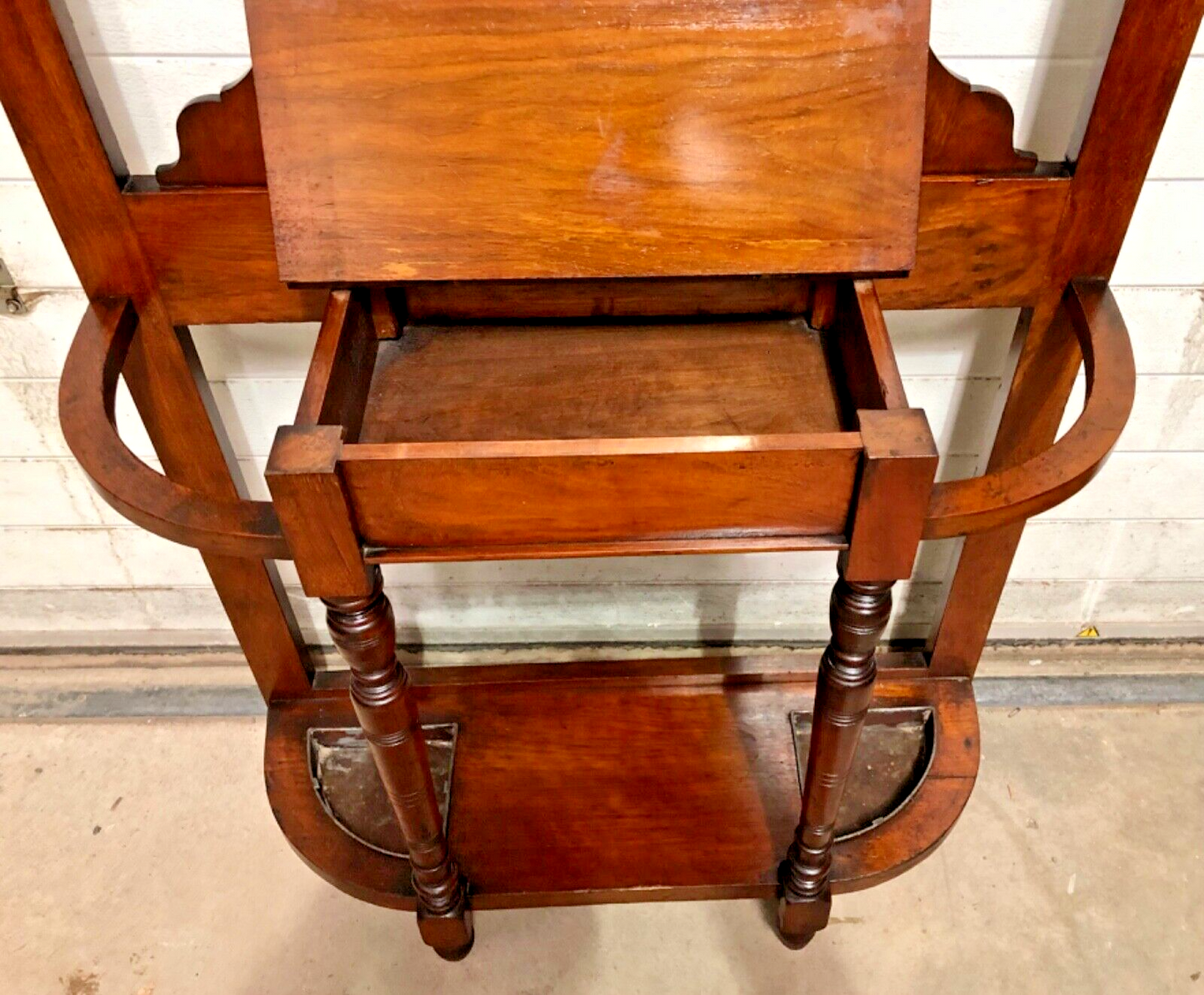 000838....Handsome Edwardian Walnut Hall Stand / Coat And Stick Stand ( sold )