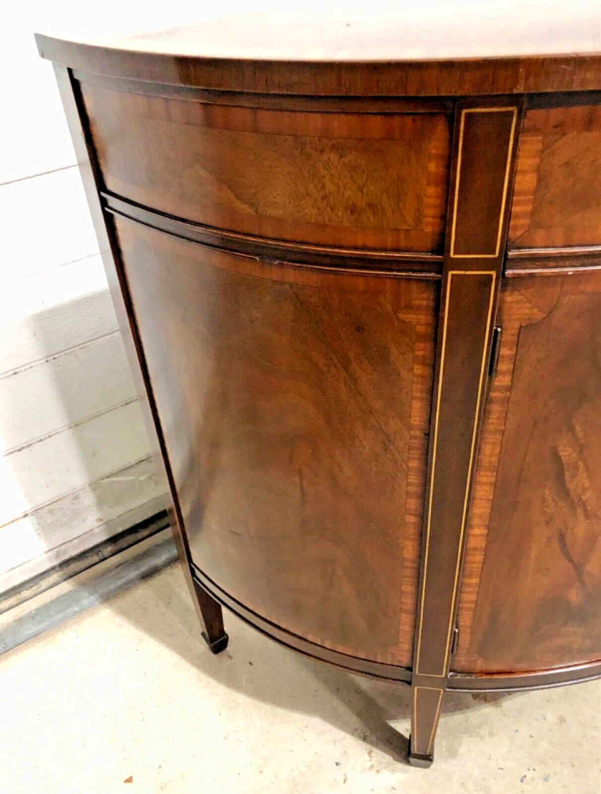 000807....Handsome Vintage Mahogany Demi Lune Side / Drinks Cabinet ( sold )