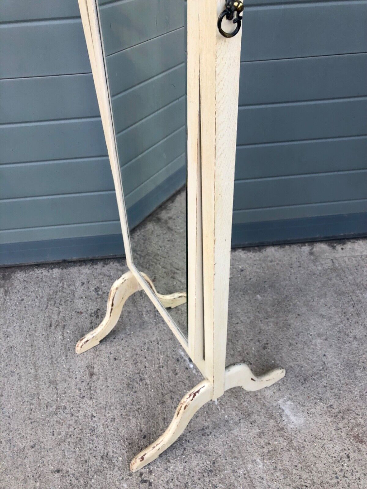000799....Handsome Vintage Painted Cheval Mirror ( sold )