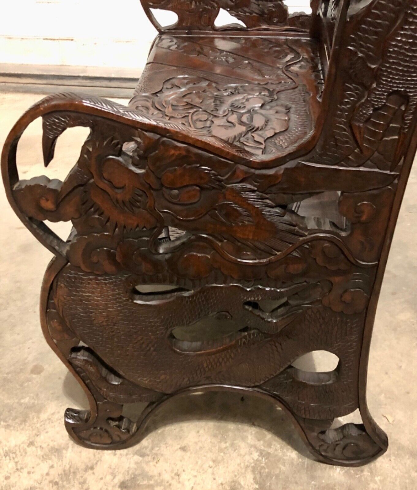 000760....Stunning Carved Oriental Bench / Hall Seat ( sold )