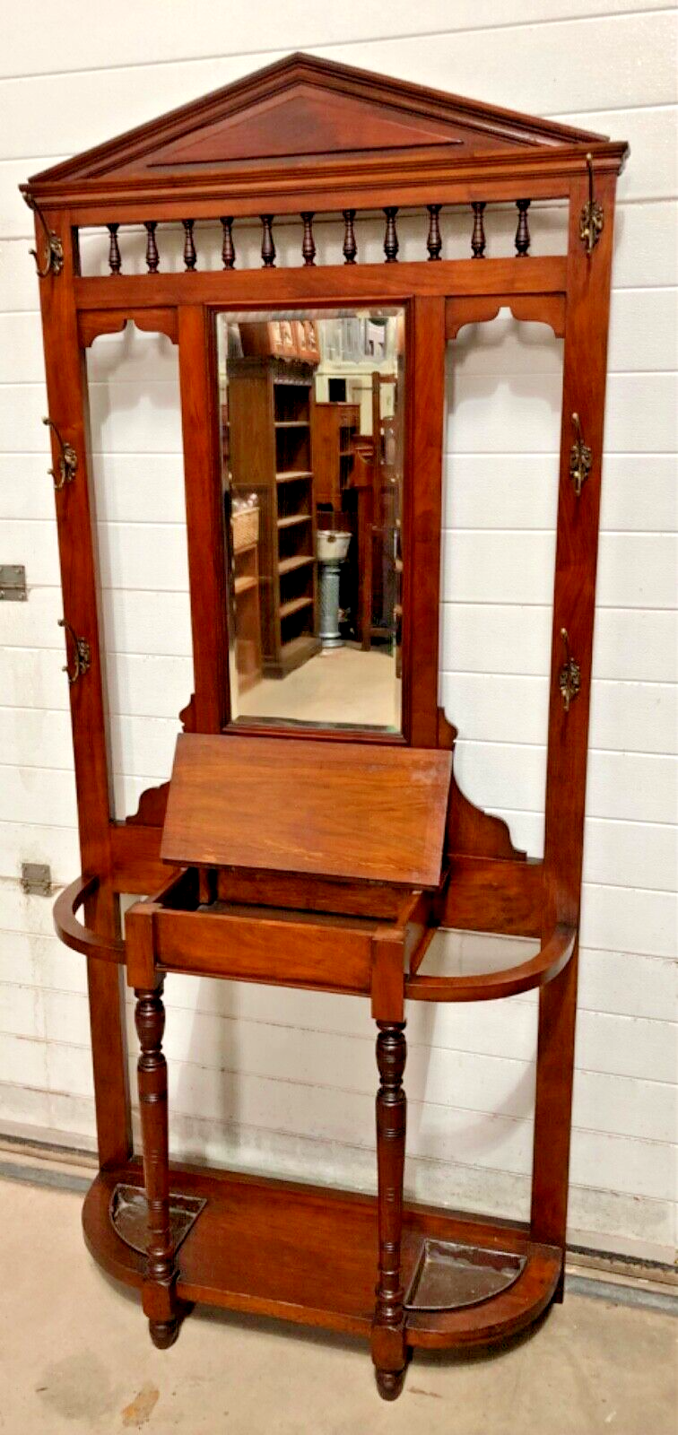 000838....Handsome Edwardian Walnut Hall Stand / Coat And Stick Stand ( sold )