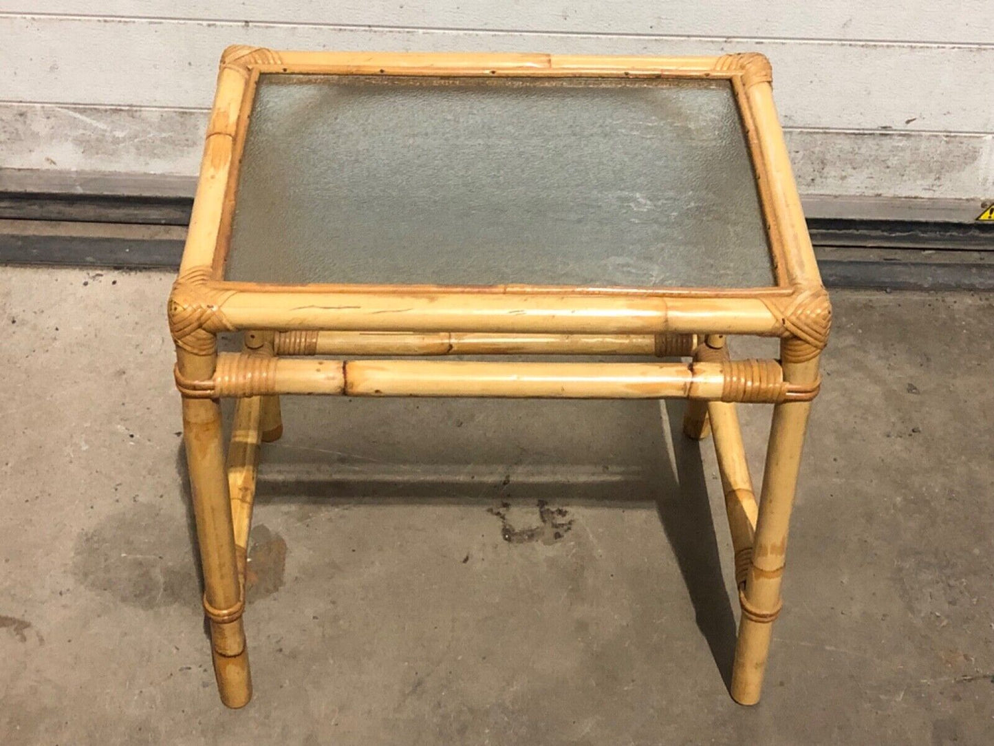 000769....Large Nest Of Vintage Bamboo Tables / Coffee Tables
