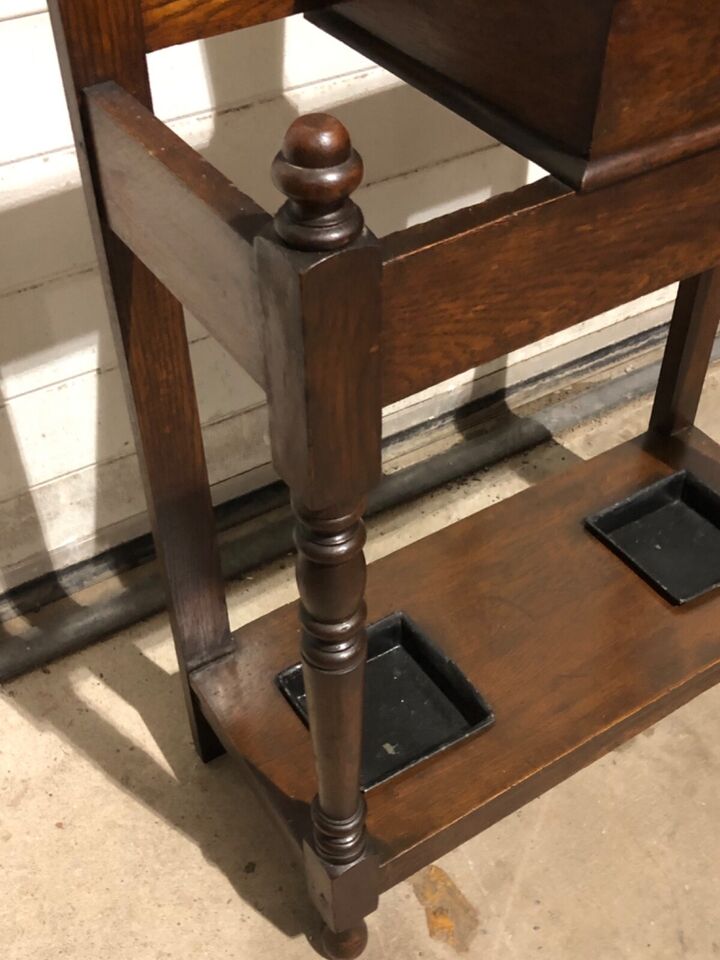000785....Handsome Antique Oak Hall Stand / Coat Rack ( sold )