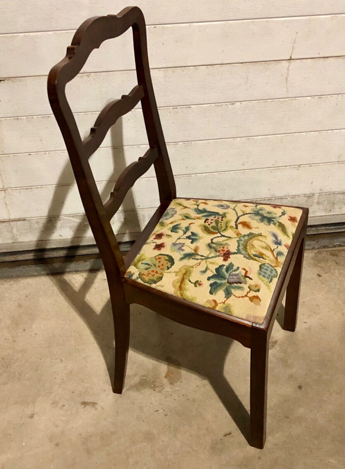 000744....Handsome Set Of Four Vintage Chairs With Tapestry Seats