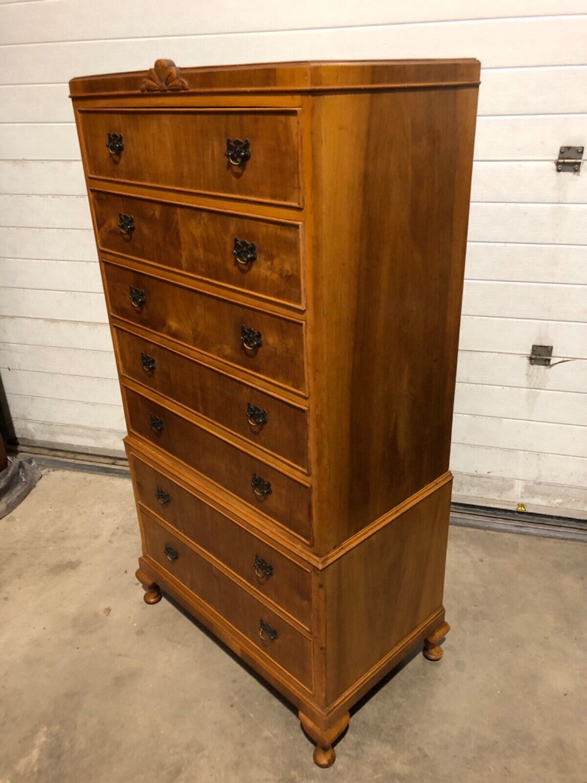 000776....Handsome Vintage Walnut Tallboy / Seven Drawer Tall Chest ( sold )