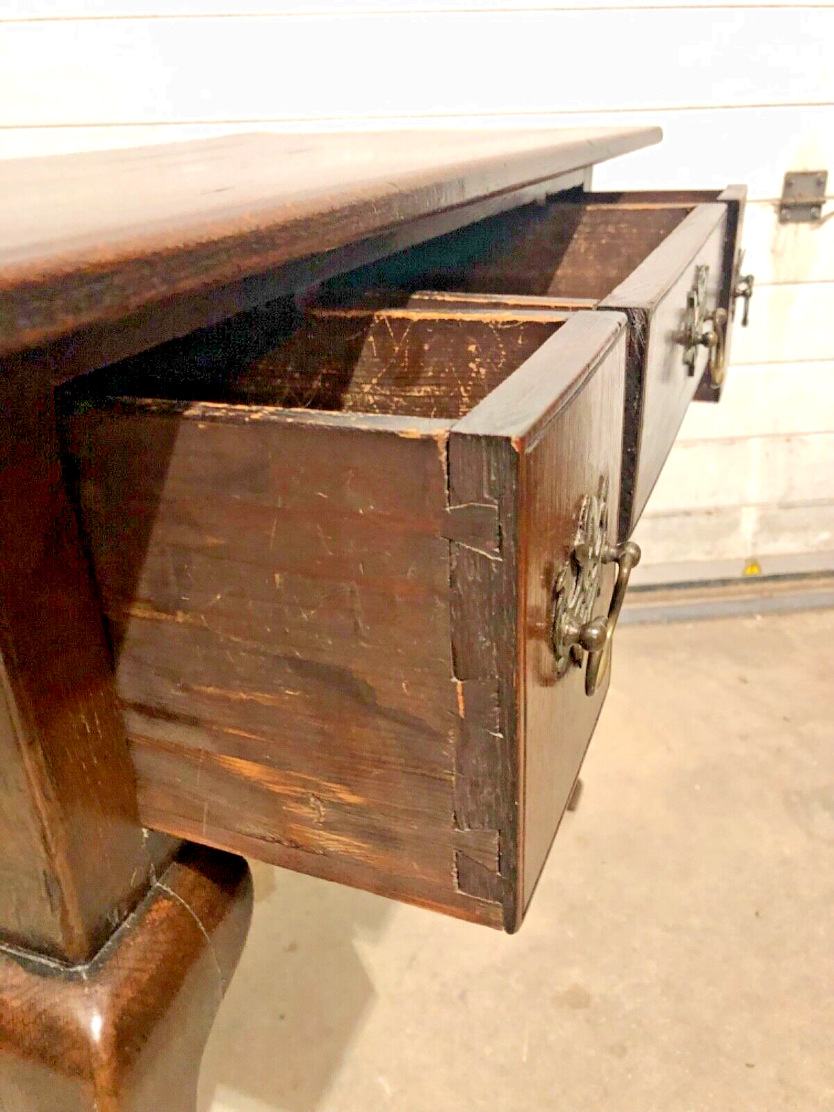000801....Handsome Antique Oak Lowboy / Writing Table