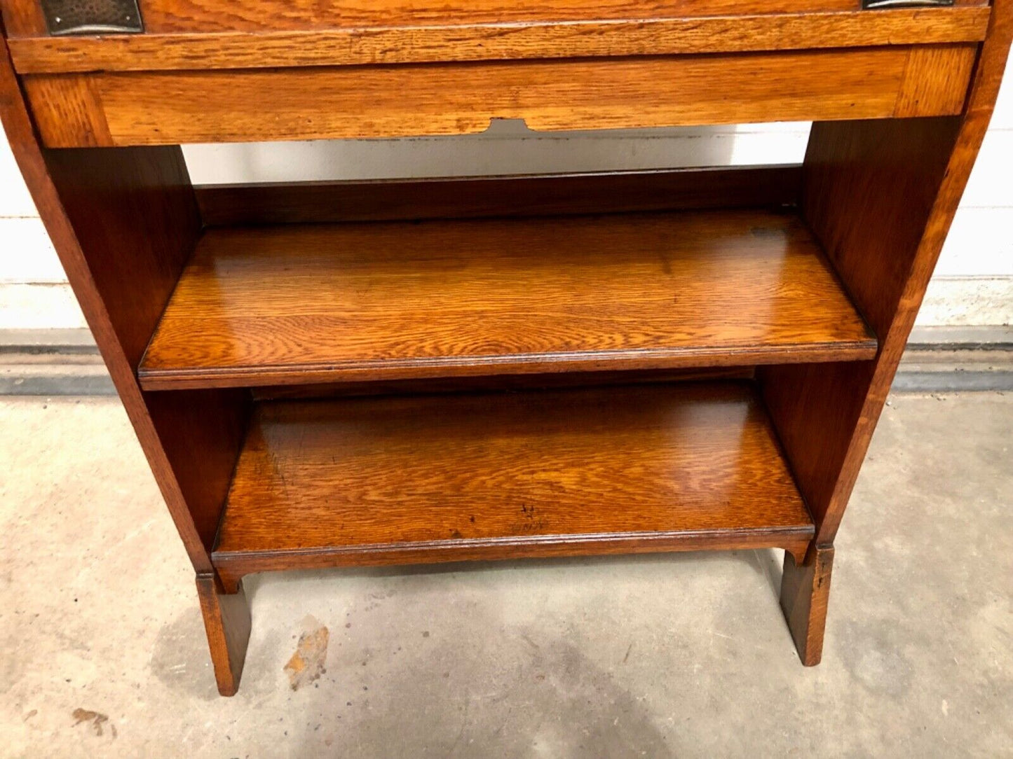 000817....Handsome Arts And Crafts Oak Bureau Bookcase ( sold )