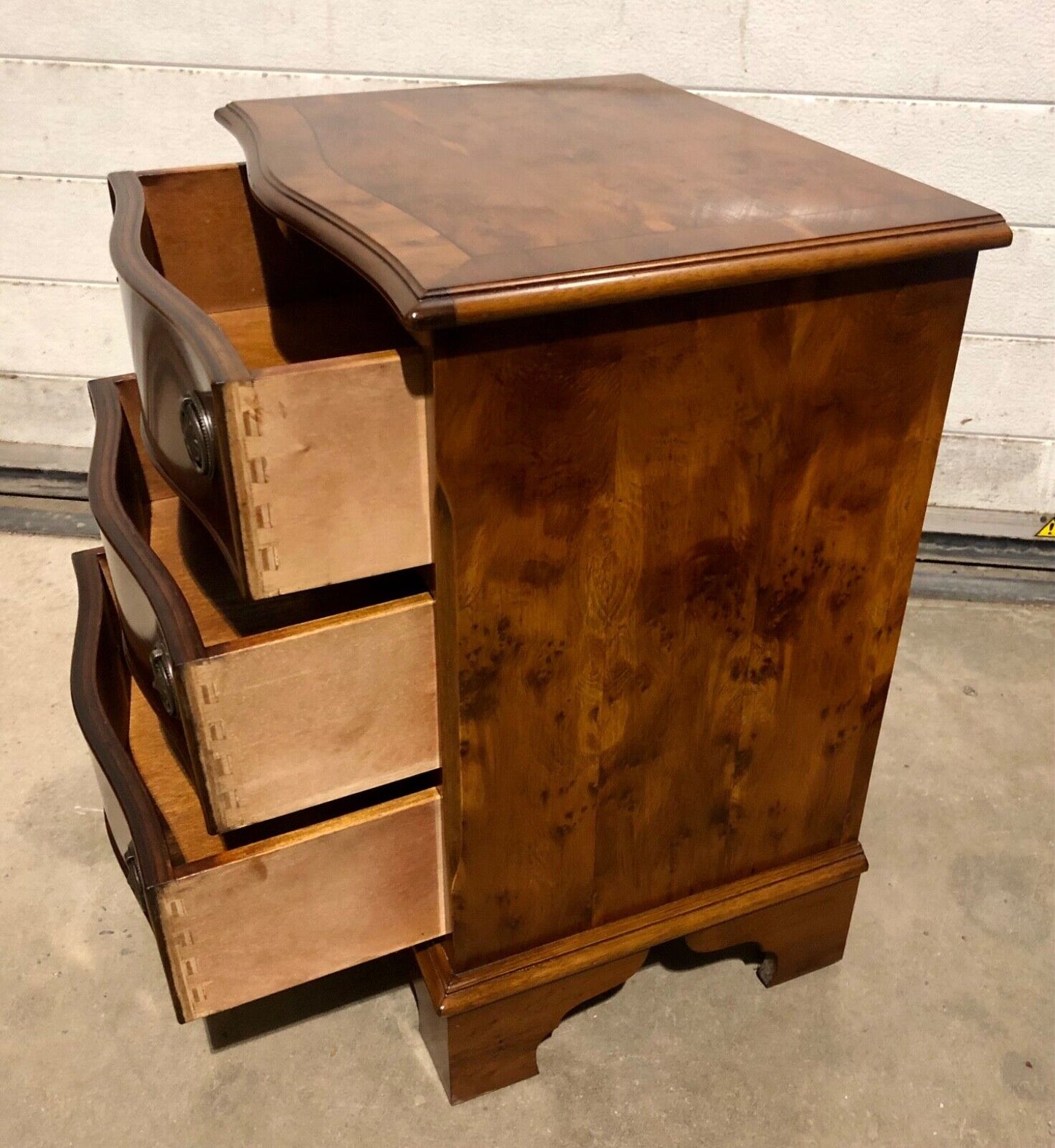 000781.....Handsome Pair Of Vintage Yew Bedside Chests / Bedside Tables( sold )