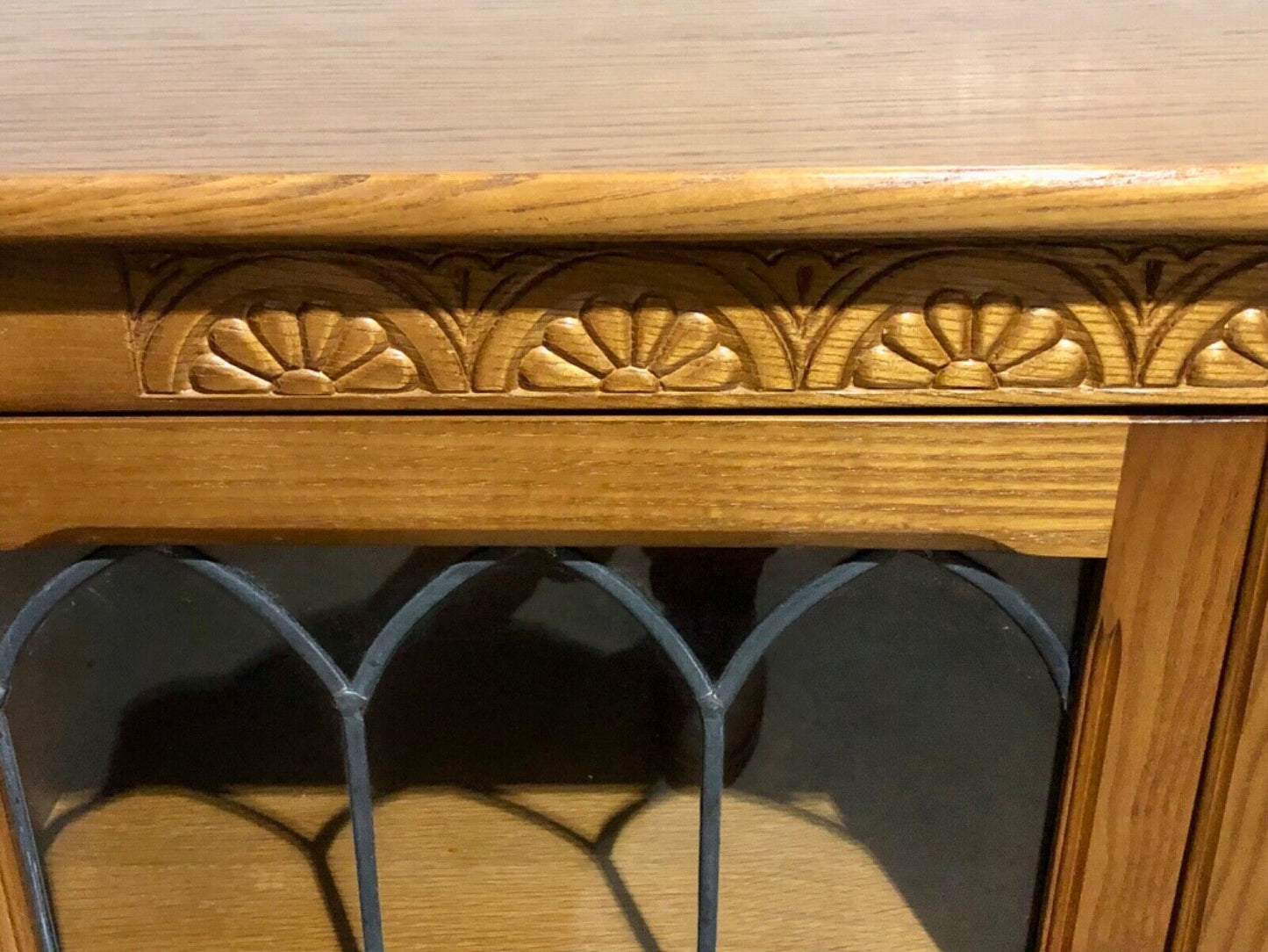 000779....Handsome Vintage Oak Bookcase / Display Cabinet ( sold )