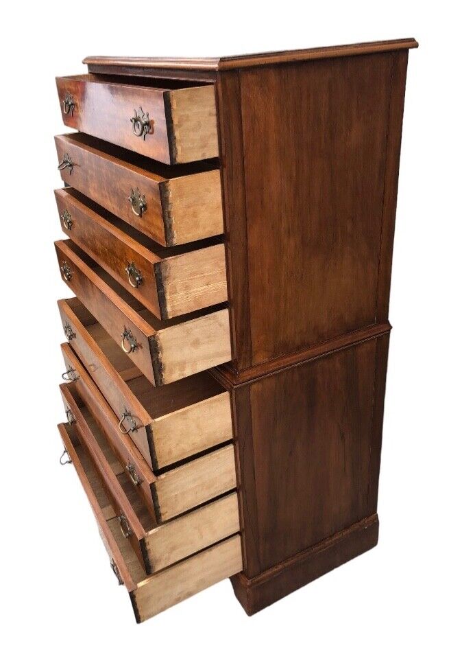 000819....Handsome Vintage Figured Walnut Tallboy Chest On Chest ( sold )