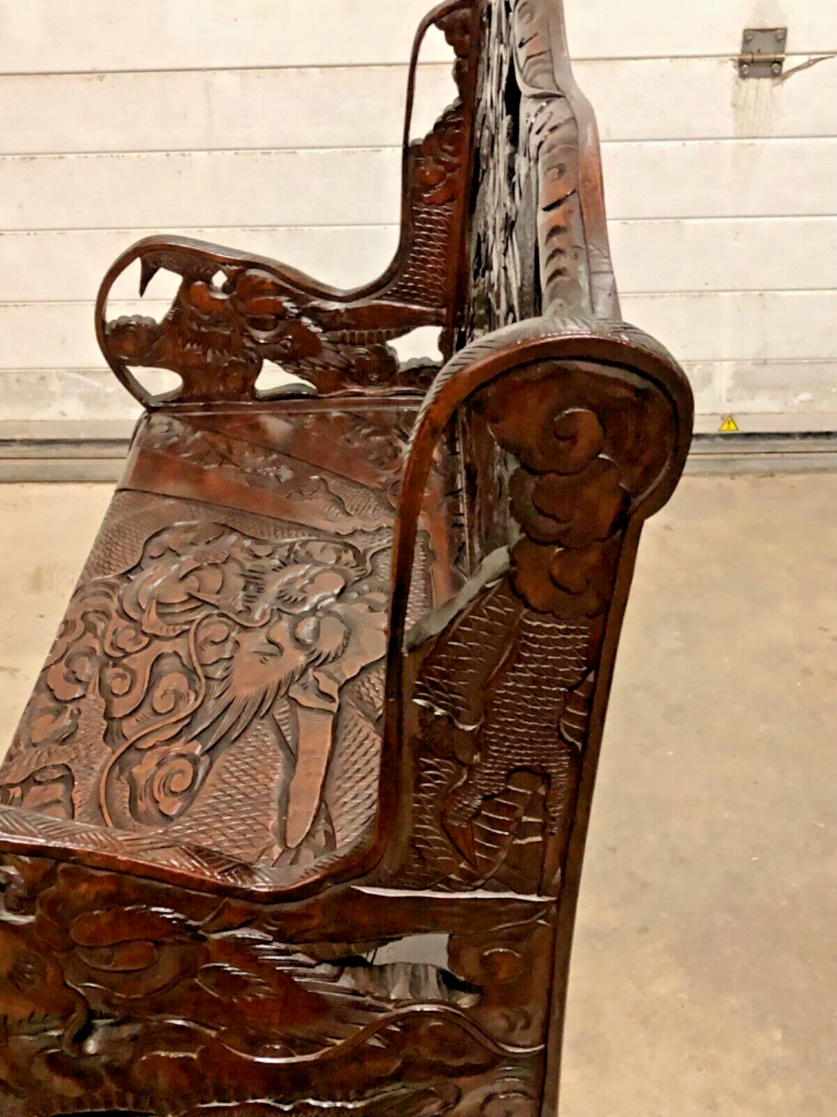 000760....Stunning Carved Oriental Bench / Hall Seat ( sold )